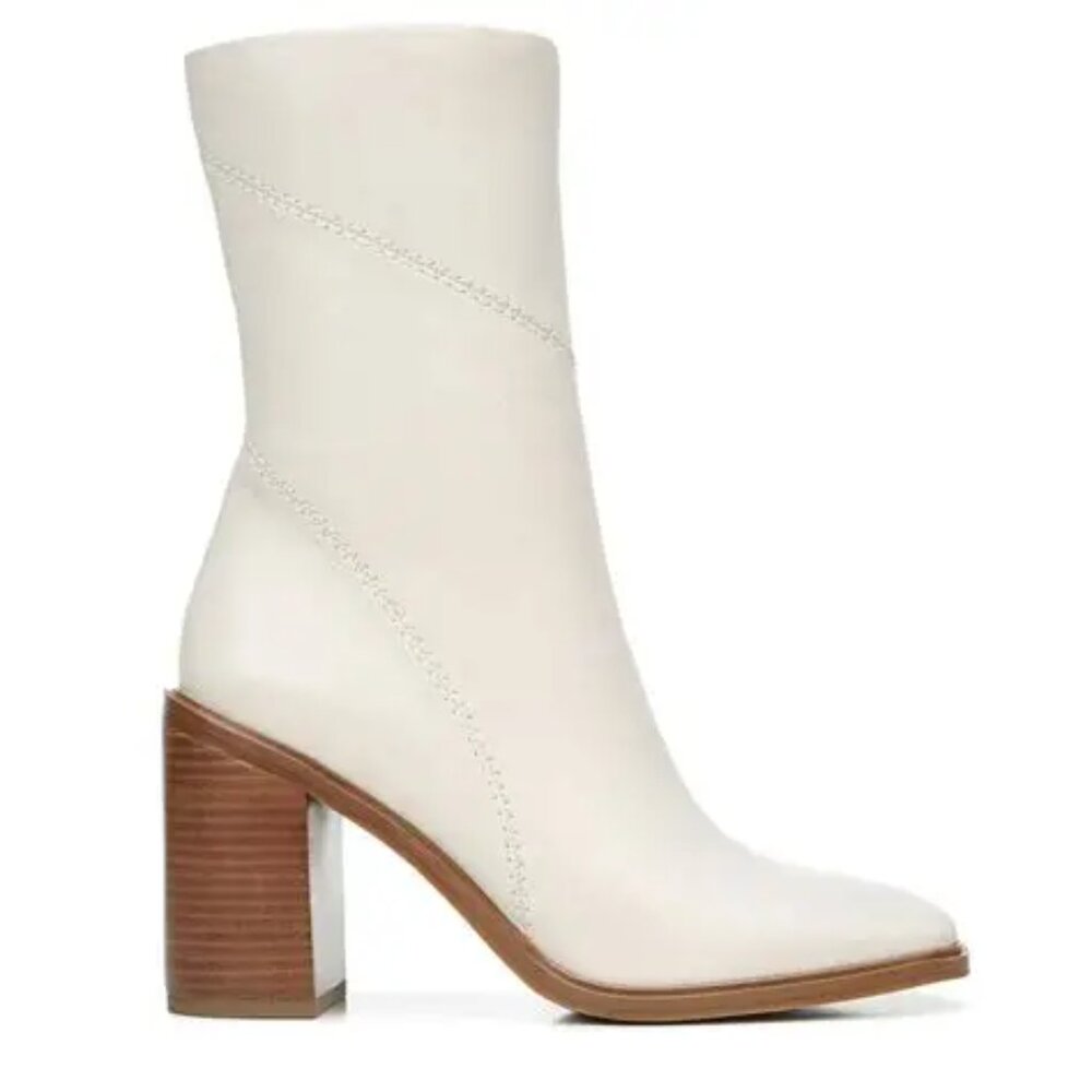 FRANCO SARTO Stevie Cream Leather Heeled Boot